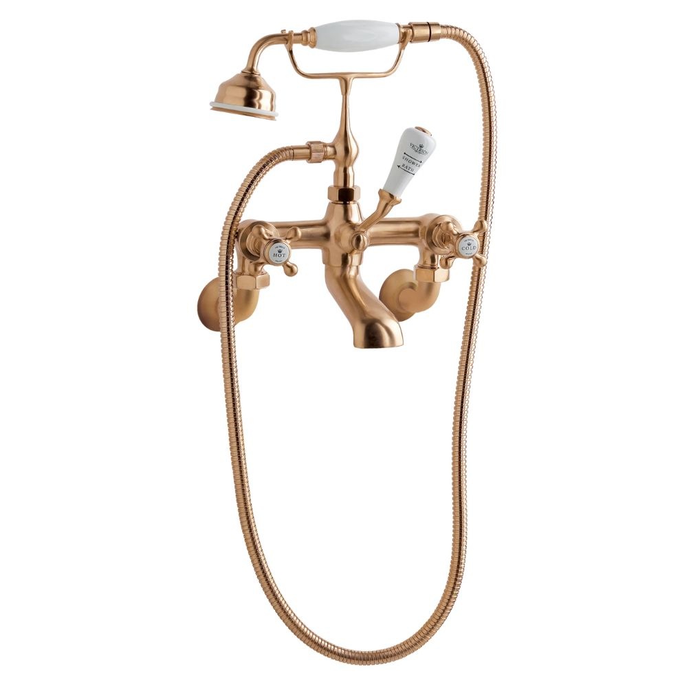 BC Designs Victrion Crosshead Brushed Copper Wall Mounted Shower Mixer Cut Out